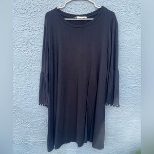 Johnny Was Calmé Black Swing Pom Pom Dress